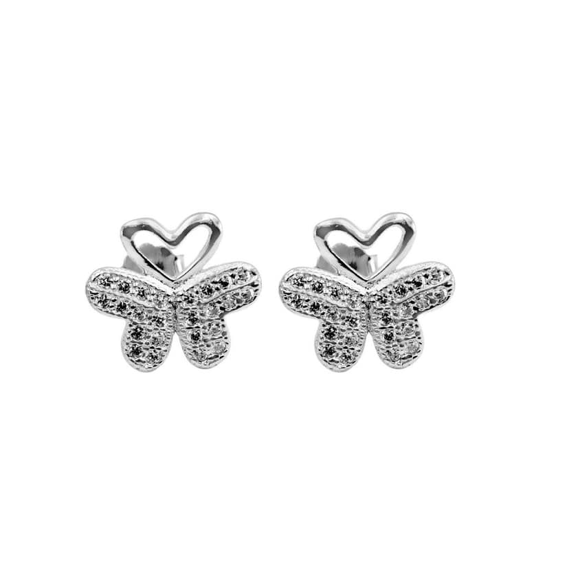Zarkan Butterfly Heart Pure Silver Earrings view 4