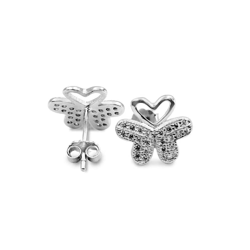 Zarkan Butterfly Heart Pure Silver Earrings view 5