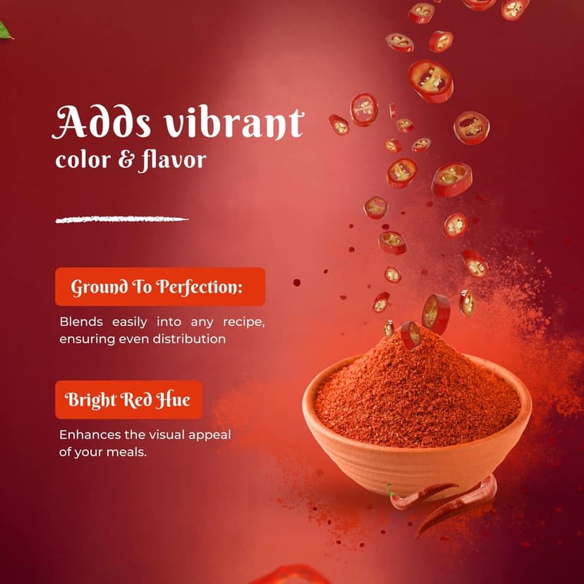 Agro Mantra Chilli Powder 500g | Authentic Indian Spice | Hand-Picked Guntur, Baydgi, Gujarat Chillies | Without Preservatives & Artificial Colour | Vibrant Colour & Rich Heat | Ideal for Curries, Chutneys & Tandoori Dishes (pack of 2) view 4