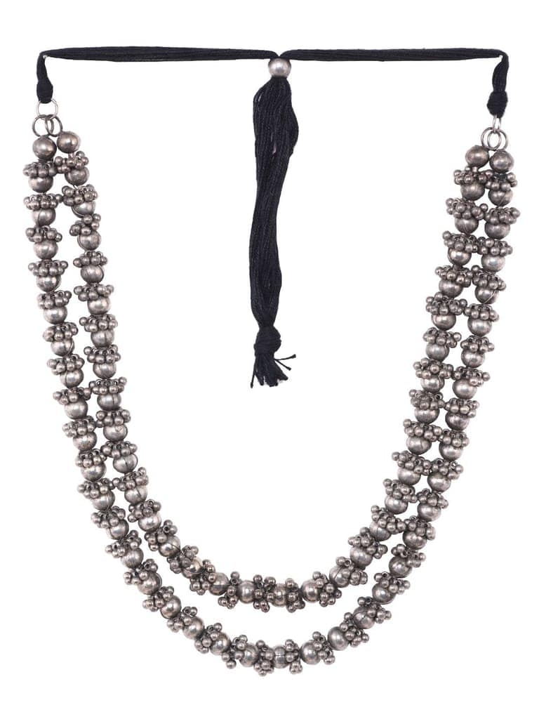 Oxidised Silver Plated Layered Ghugroo Necklace Chain view 3