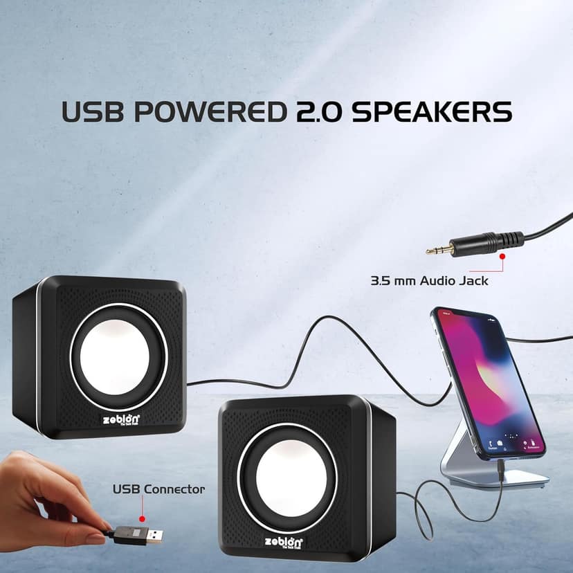 Zebion Muze Twin Tabletop 2.0 Speaker Set - Black view 3