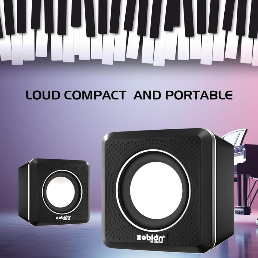 Zebion Muze Twin Tabletop 2.0 Speaker Set - Black view 4