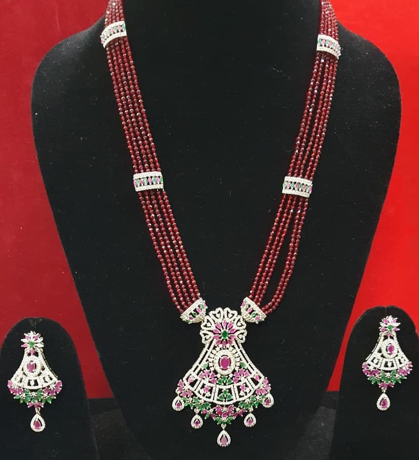 American Diamond Designer Partywear Long Necklace view 2