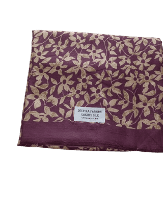 Floral Printed Pure kashmiri Silk Saree With Blouse Piece