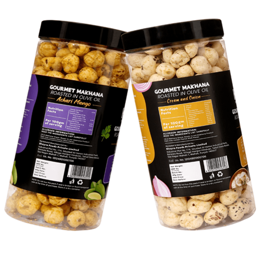 GOURMET MAKHANA Roasted in Olive Oil | Flavors Cream and Onion & Achari Mango | Combo Of 2, 65g Each. - 130 gm view 3