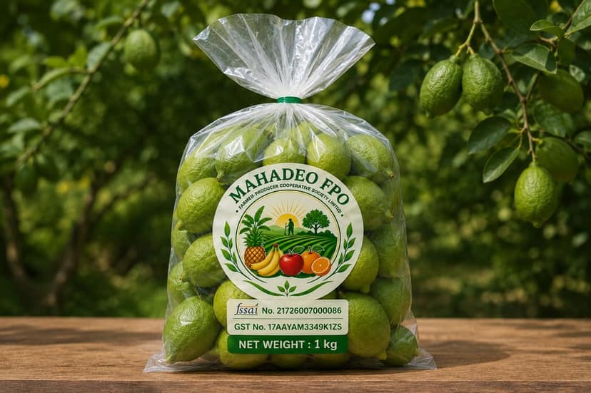 Mahadeo FPO Fresh Green Lemon (1 Kg Pack)