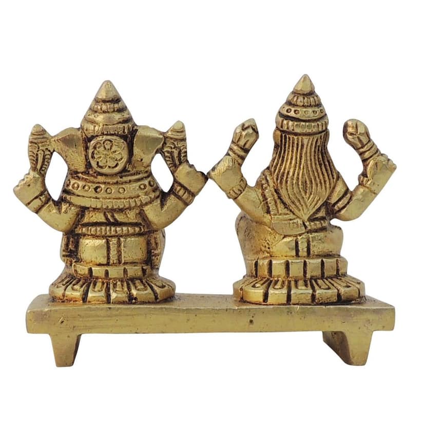 Brass Showpiece Laxmi Ganesh One Same Base God Idol Statue (BSMAS645 D) view 3