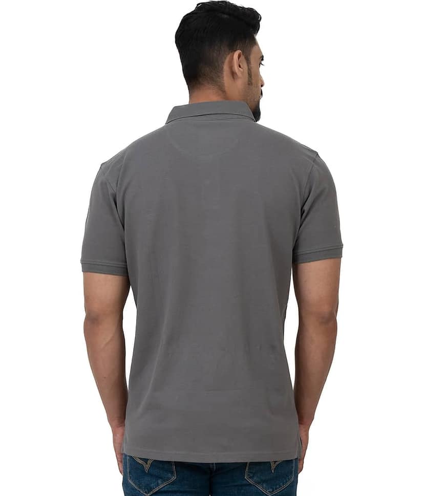 Cotstyle Pack of 1 Cotton Blend Regular Fit Solid Half Sleeves Men's Polo T Shirt ( Grey ) view 2