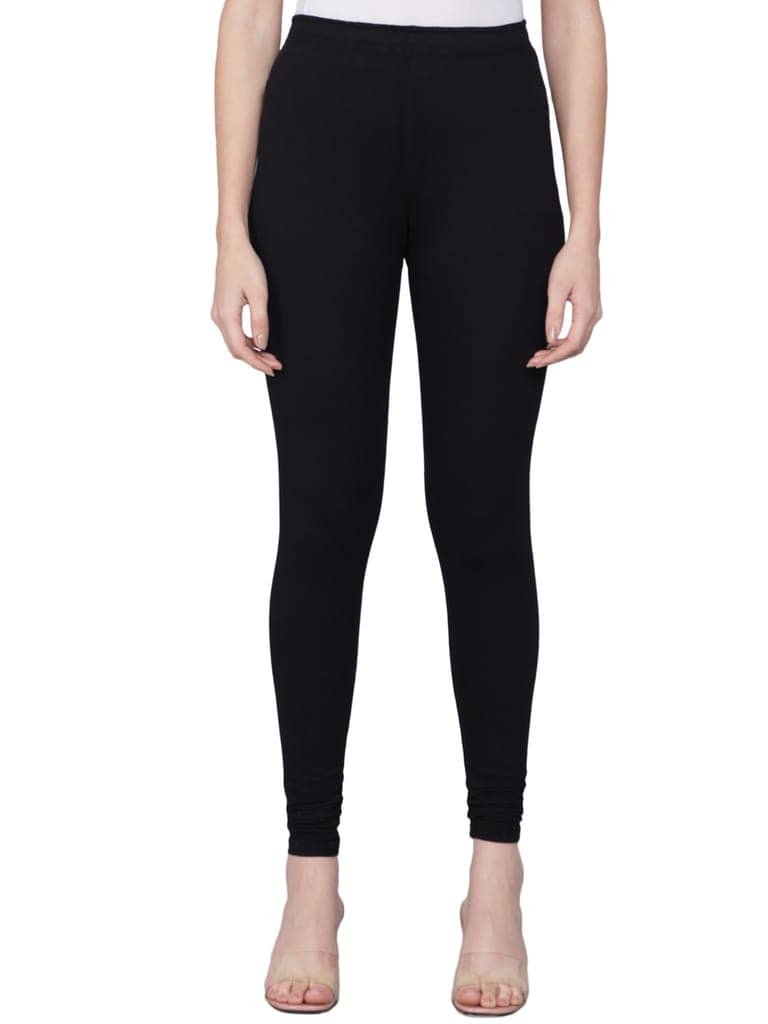 SOFT COLORS Women's Skinny Fit Ethnic Wear Churidar Leggings (Black) view 4