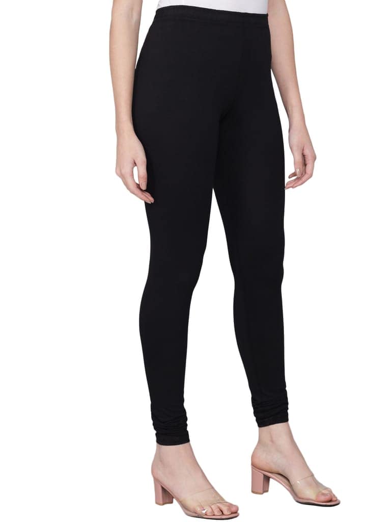 SOFT COLORS Women's Skinny Fit Ethnic Wear Churidar Leggings (Black) view 5