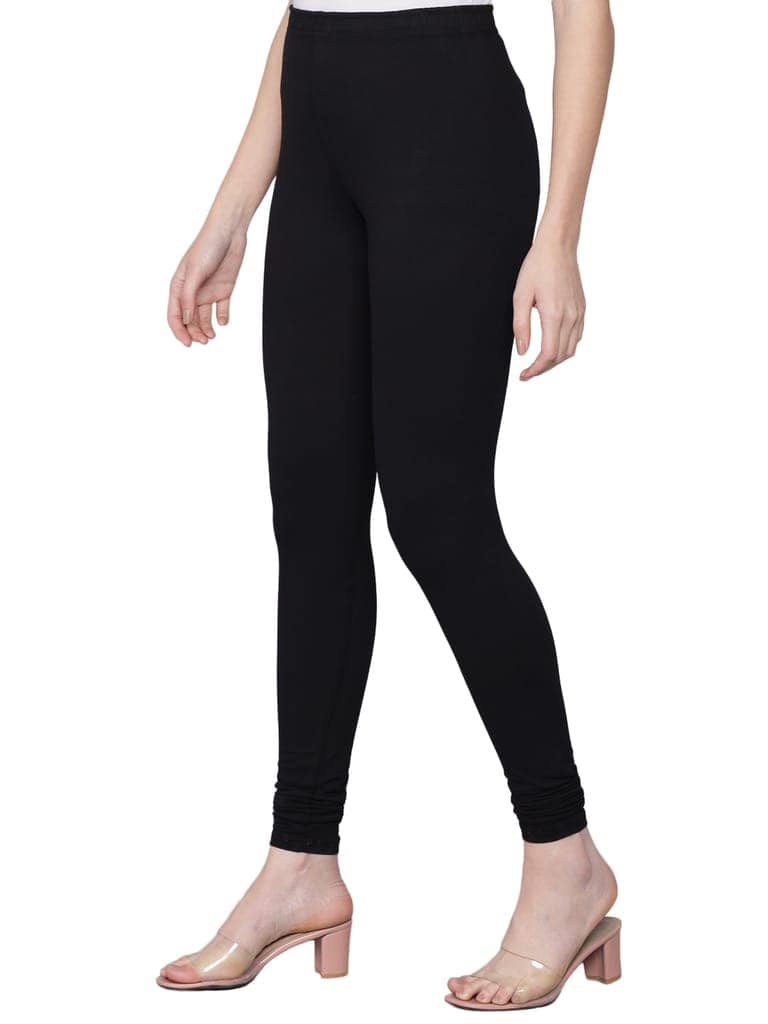 SOFT COLORS Women's Skinny Fit Ethnic Wear Churidar Leggings (Black) view 6