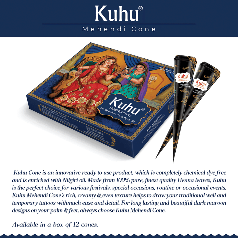 Kuhu Natural Henna-Based Mehendi Cones Set view 4