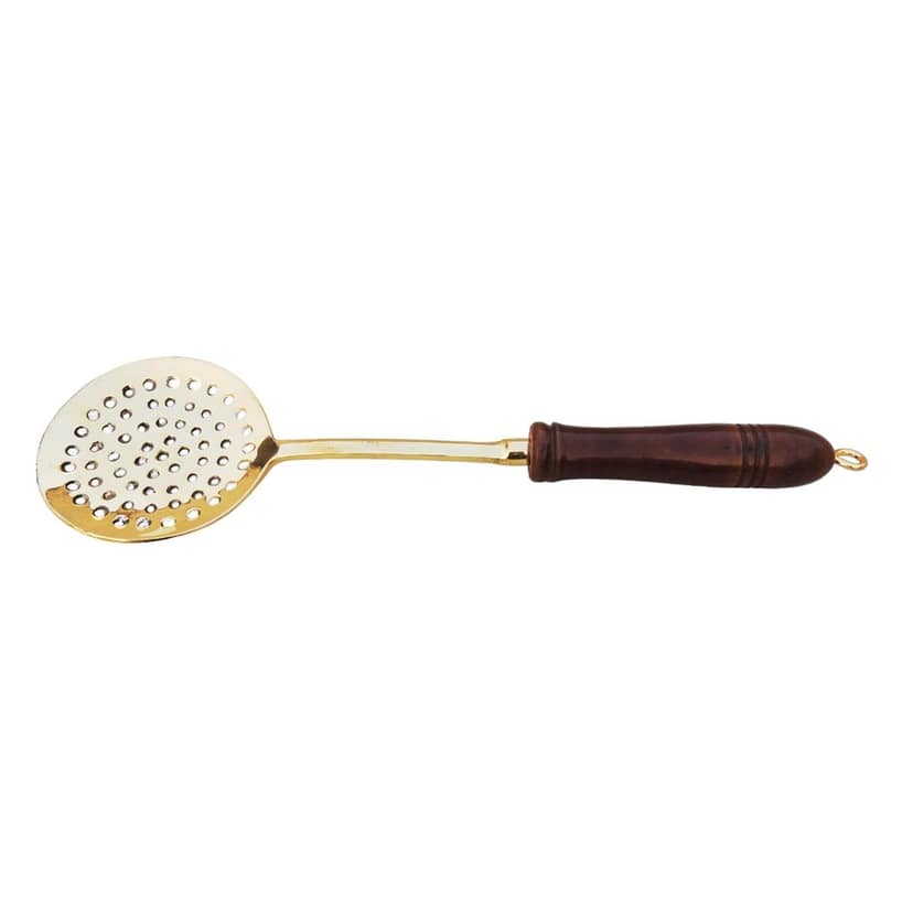 Brass Karchali with Wooden Handle | Traditional Serving Spoon, Height : 1 Inch (BCMAS178 E) view 2