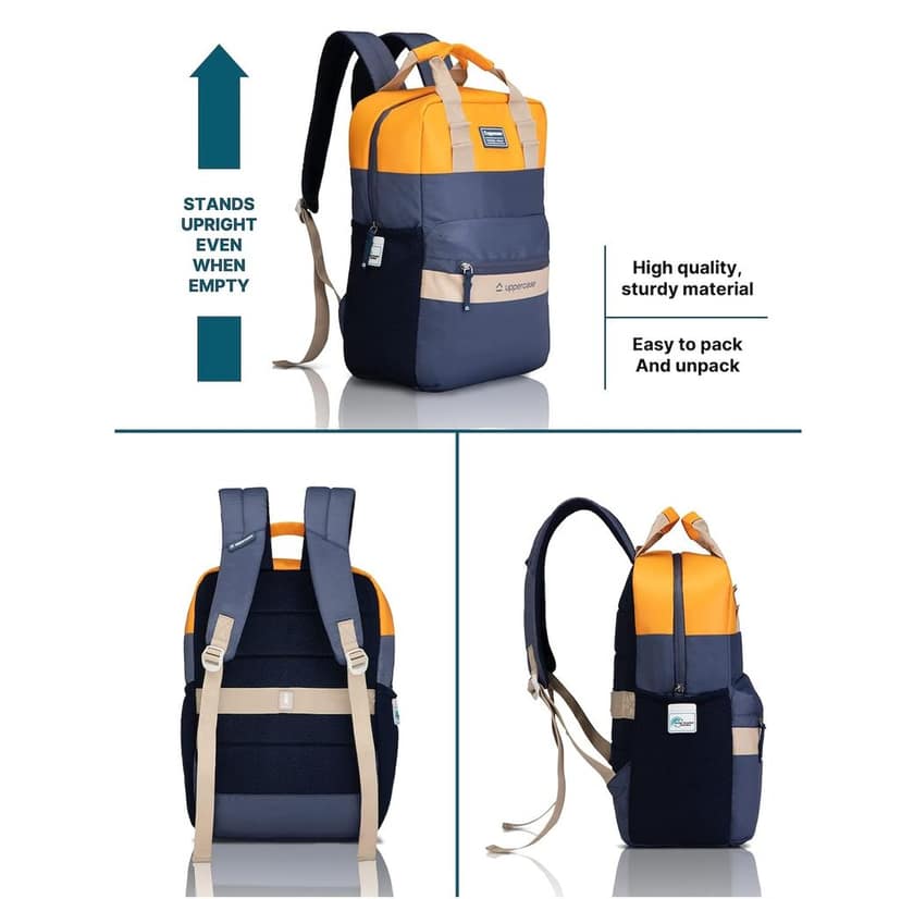 Medium 17 Ltrs Vegan Leather (upto 14 inch) Laptop Backpack 2300EBP1 3x more water resistant sustainable bags for Men, Women, Boys and Girls, 750 Days warranty view 2