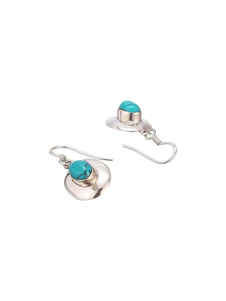 92.5 Sterling Silver Turquoise Stone Drop Earrings view 10