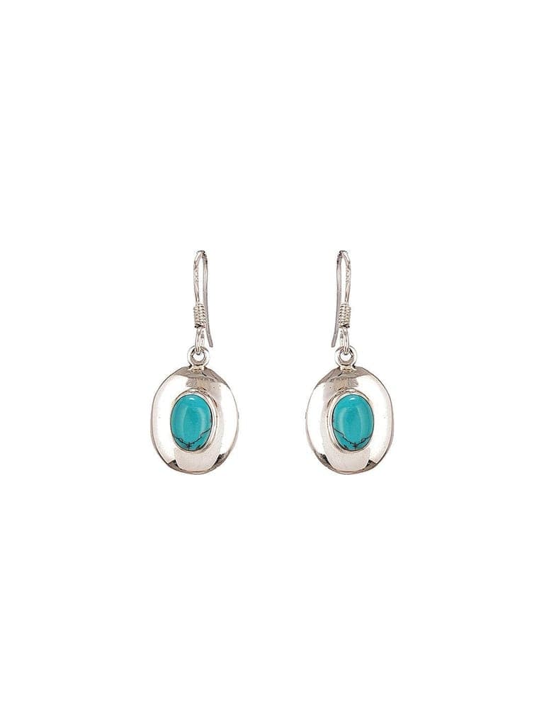 92.5 Sterling Silver Turquoise Stone Drop Earrings view 9