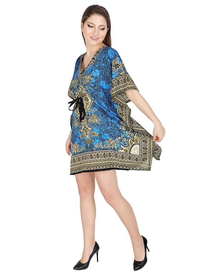 Ukal Women Fashion Short Kaftan Paisley Prined Tunic Tank Top view 2