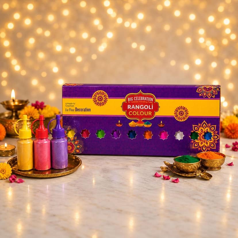 Rangoli Colour Powder Set with Nozzle Bottles for Diwali Decor (10 Pc Set) view 3