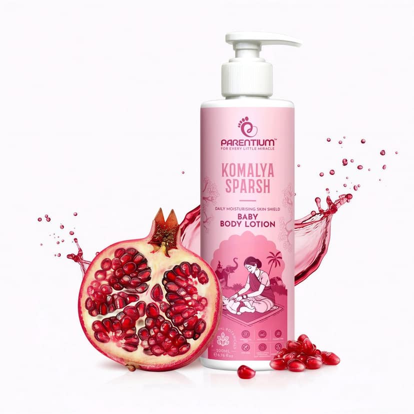PARENTIUM Daily Moisturising Skin Shield Baby Body Lotion with Pomegranate Extract Almond Oil & Ceramides for Soft Nourished Skin | Paraben Free | Safe for babies & kids | 200ml