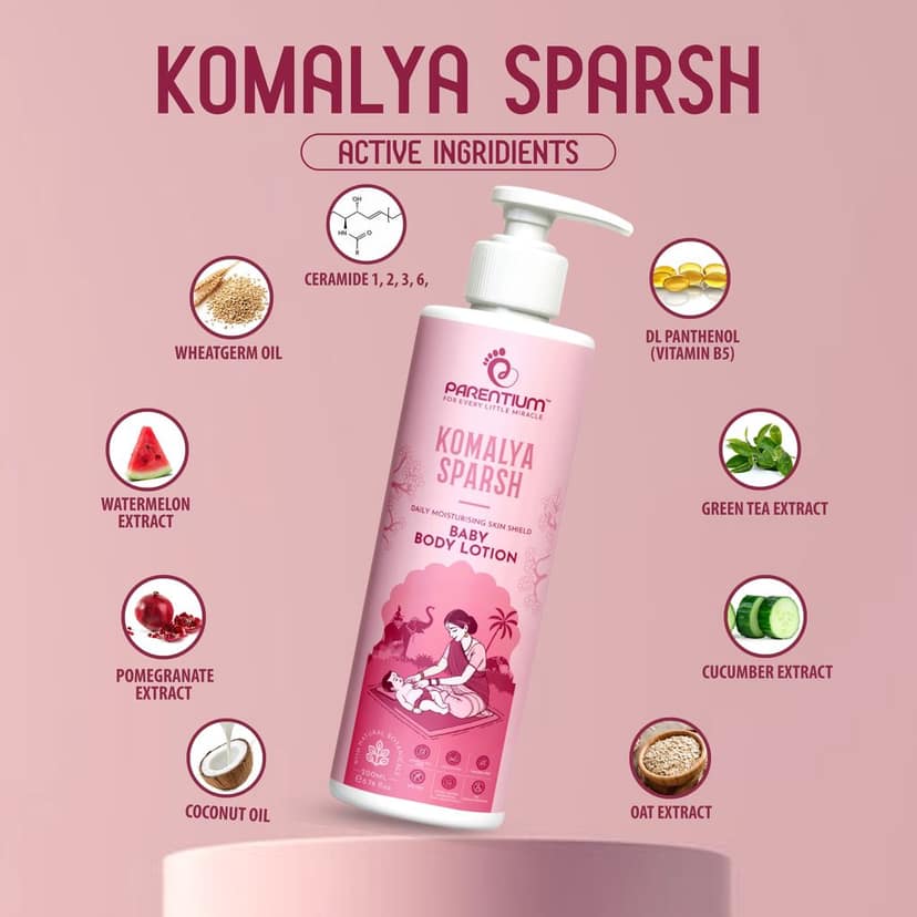 PARENTIUM Daily Moisturising Skin Shield Baby Body Lotion with Pomegranate Extract Almond Oil & Ceramides for Soft Nourished Skin | Paraben Free | Safe for babies & kids | 200ml view 2