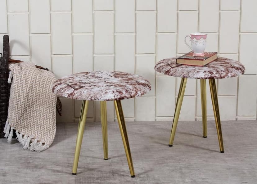 ShadowKart Ottoman Stool for Bedroom | Metal Pouffes for Sitting Ottoman | Foot Rest Wooden Ottoman Foot stools | Stool for Balcony | Make up Dressing Side Table, Metal Coffee Table 18x18x16 Inch
