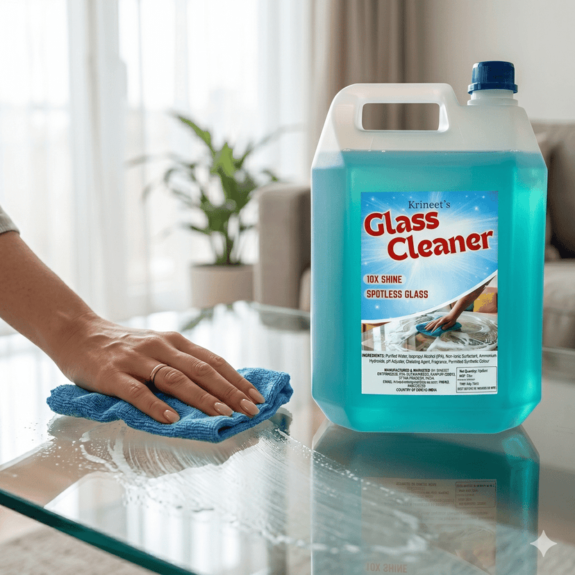 Krineet's Glass Cleaner Liquid 5 Litre | Streak-Free Shine for Glass, Mirrors & Windows | Fast-Drying Multipurpose Surface Cleaner view 3