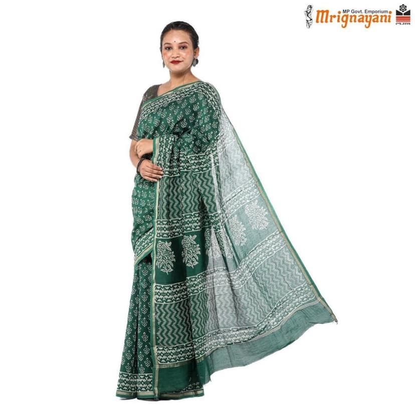 HANDLOOM CHANDERI SILK SAREE WITH BLOUSE (SKU - 1SCZ01250522, SAREE-1074) view 2