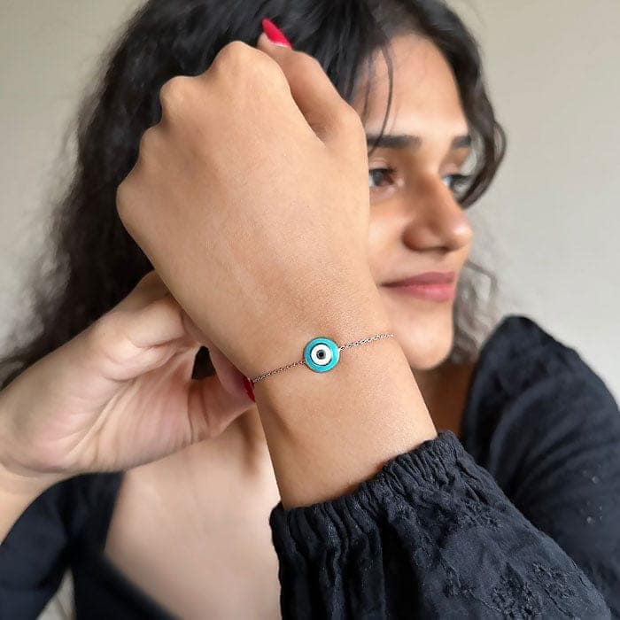 Silver Evil Eye Shield Bracelet view 2