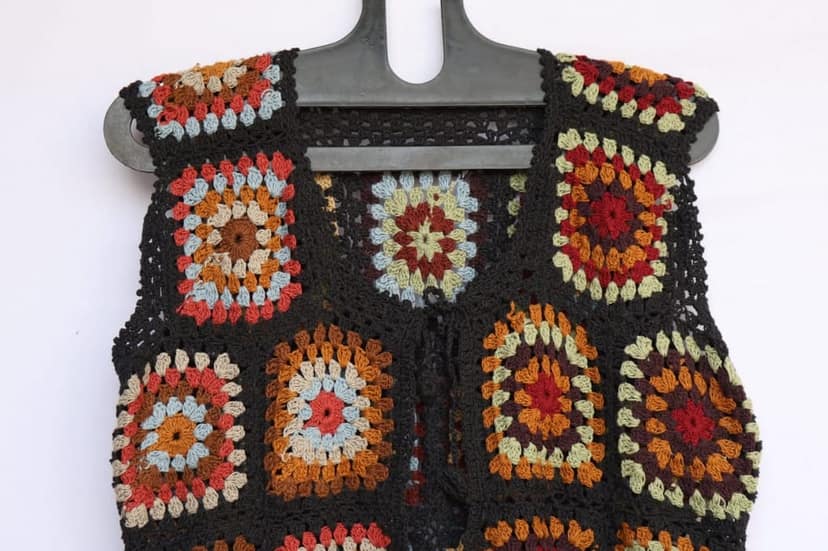 Bohemian Crochet Granny Square Patchwork Vest view 2