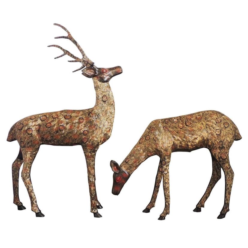 Brass Deer Pair Showpiece for Home Decor | Luxury Living Room Statue, Height : 44.2 Inch (ANMAS021 A) view 2