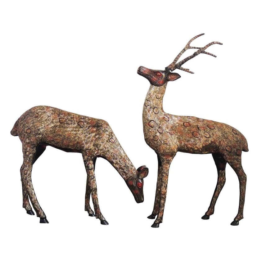 Brass Deer Pair Showpiece for Home Decor | Luxury Living Room Statue, Height : 44.2 Inch (ANMAS021 A) view 3