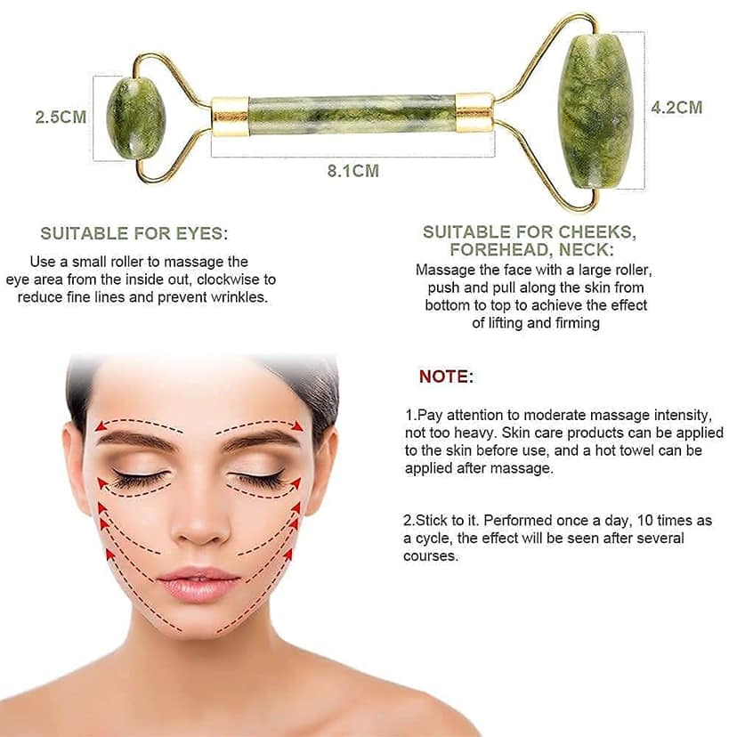 Stone and anti aging jade roller massager for face massage natural face skincare view 2