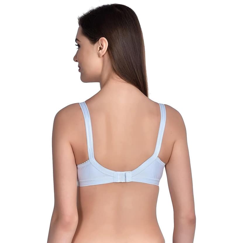 FASHION BONES Women's Cotton Cross Bra for Women and Girls | Full Coverage, Non-Padded | Daily Use Cotton Bra | 2 Black-1 White (Combo of 3) view 10