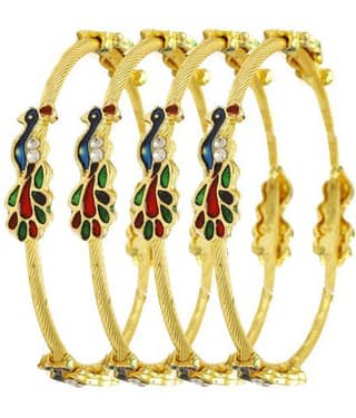 Youbella Pearl & Gold Bracelet Bangle Set For Women (2.6)