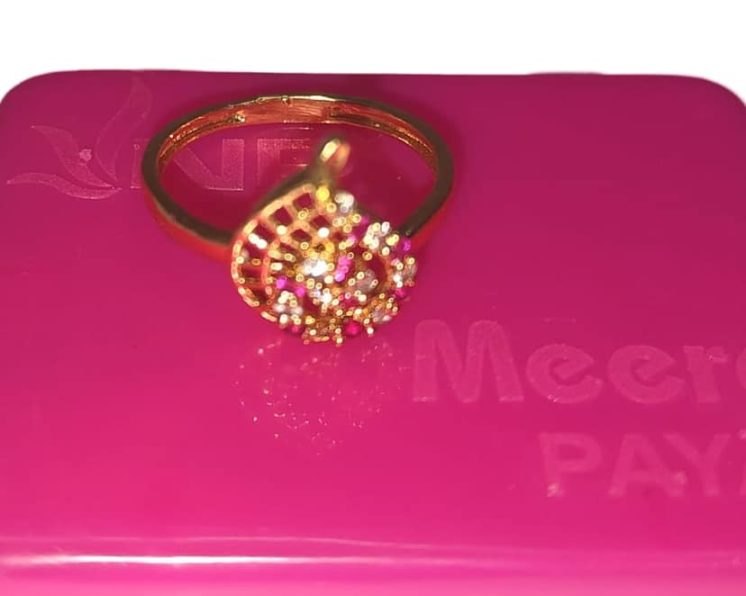 Buy Online Cubic Zirconia Gold Plated Leaf Design Ring For Women at Lowest Price in India | view 4