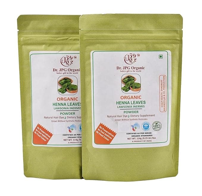 Dr. JPG Organic herbals Henna powder 228g | Pure Herbal Henna Powder | USDA & INDIA Organic Certified | 114g Pack Of 2