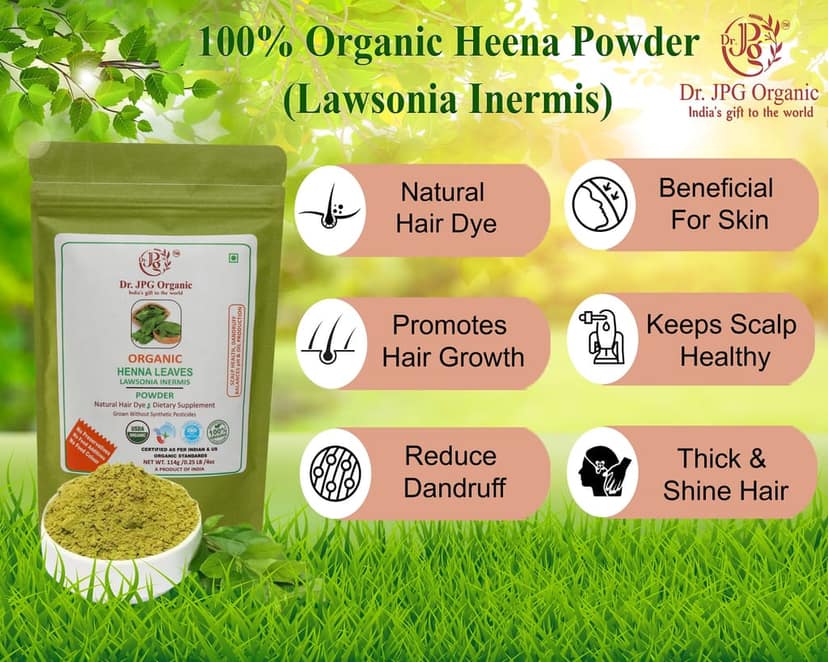Dr. JPG Organic herbals Henna powder 228g | Pure Herbal Henna Powder | USDA & INDIA Organic Certified | 114g Pack Of 2 view 2