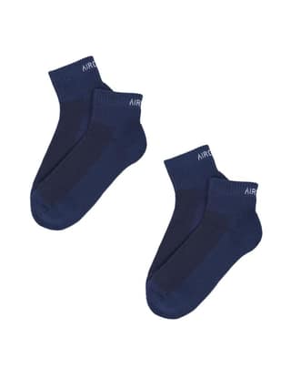 AirGarb Premium Cotton Cushioned High Ankle Socks Pack of 2 - AIRHA2B (Free Size) Blue