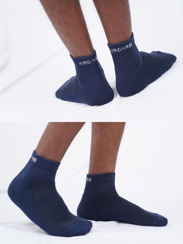 AirGarb Premium Cotton Cushioned High Ankle Socks Pack of 2 - AIRHA2B (Free Size) Blue view 2