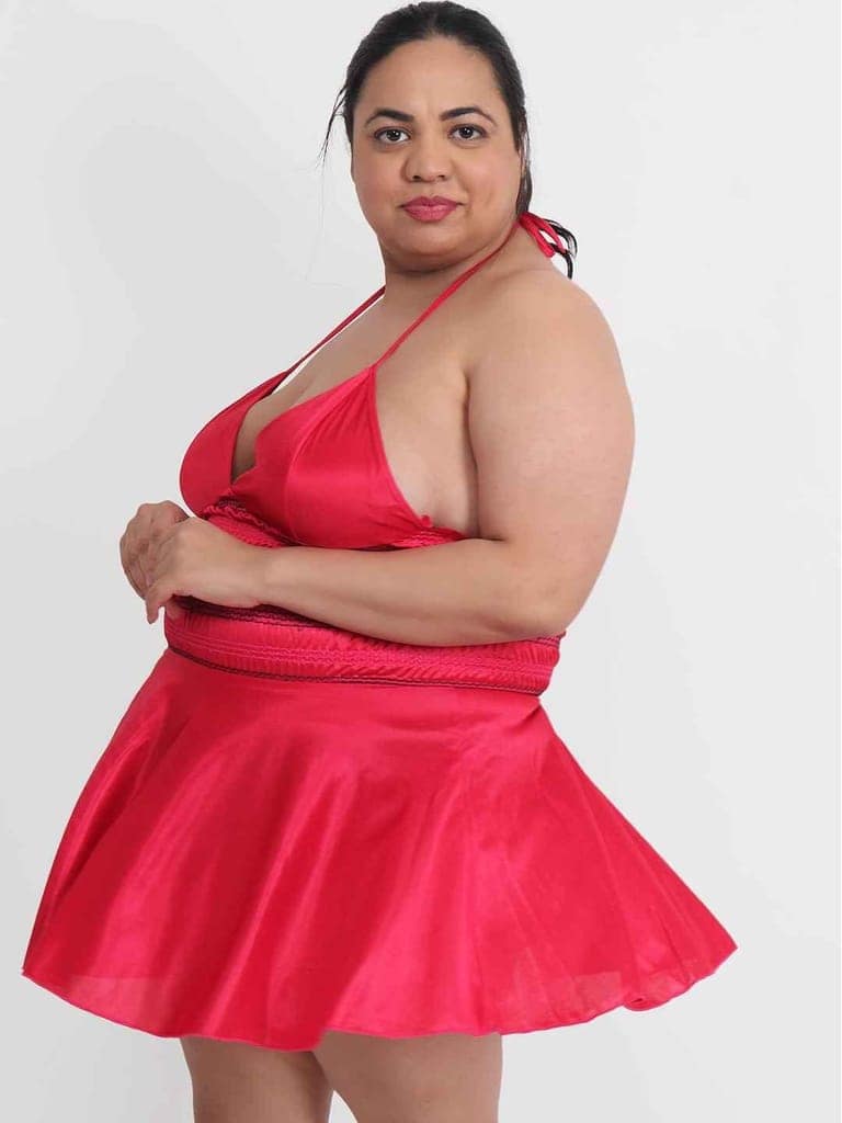 Plus Size Hot Short Red Bikini Dress for Honeymoon BB35C view 2