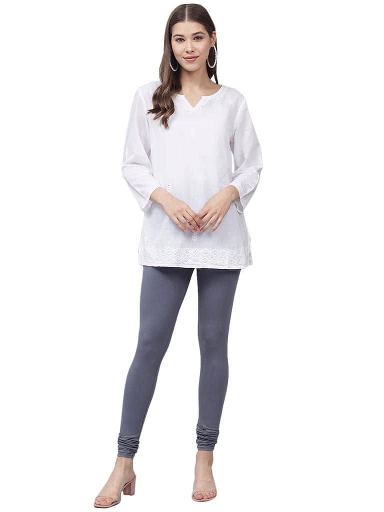 SOFT COLORS Women's Skinny Fit Ethnic Wear Churidar Leggings (Steel Grey) view 7