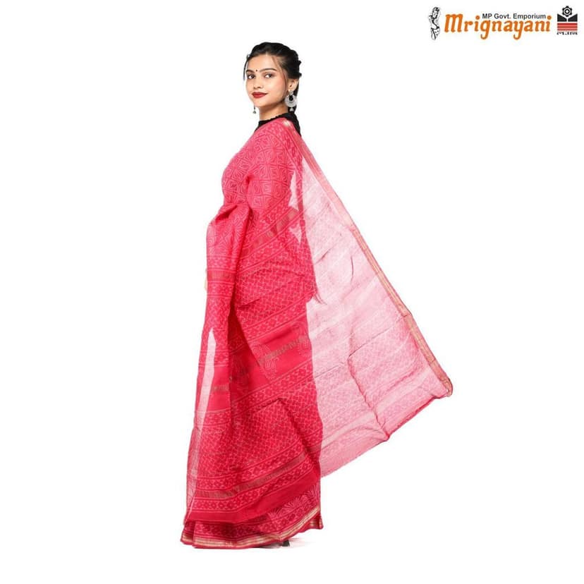 HANDLOOM MAHESHWARI SILK SAREE WITH BLOUSE (SKU - 3N0103110522, SAREE-1165) view 2