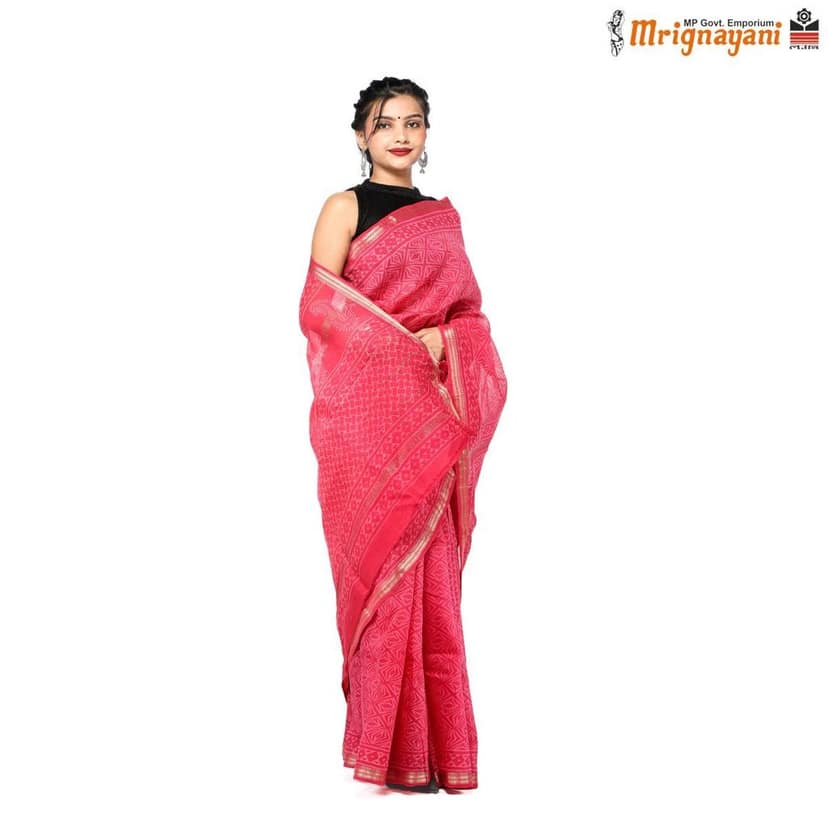 HANDLOOM MAHESHWARI SILK SAREE WITH BLOUSE (SKU - 3N0103110522, SAREE-1165) view 3