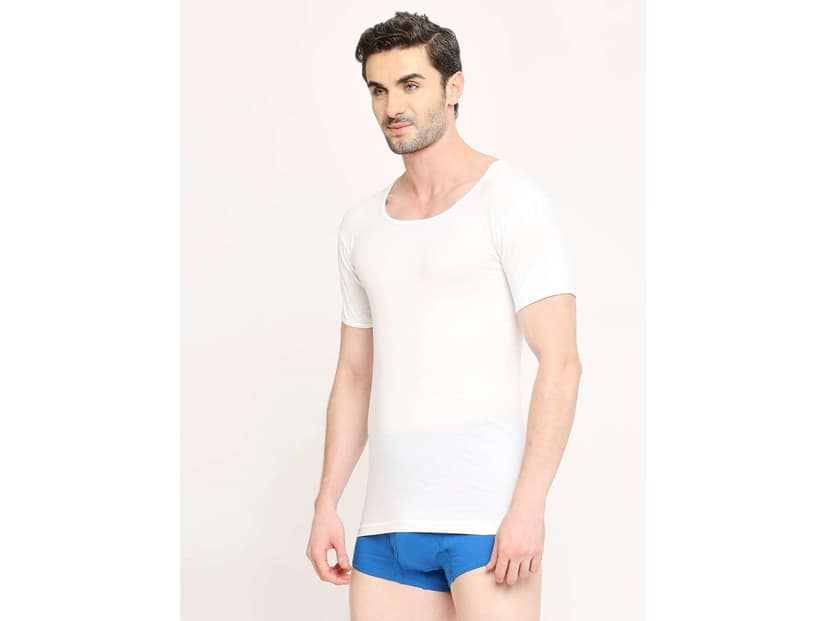 VIP Supreme Men's Round Neck Half Sleeve 100% Cotton White Vest, Moisture Absorbent Inner wear for Men - 90 view 2