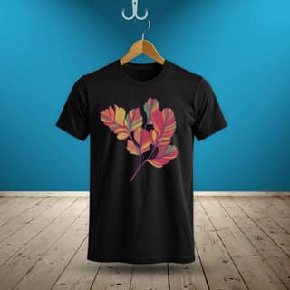 Trishoolin Colorful Botanical Leaves Theme T-Shirt | Design 30162MB | Cotton Regular Fit | Crew Neck / Round Neck Half Sleeve | Pack of 1