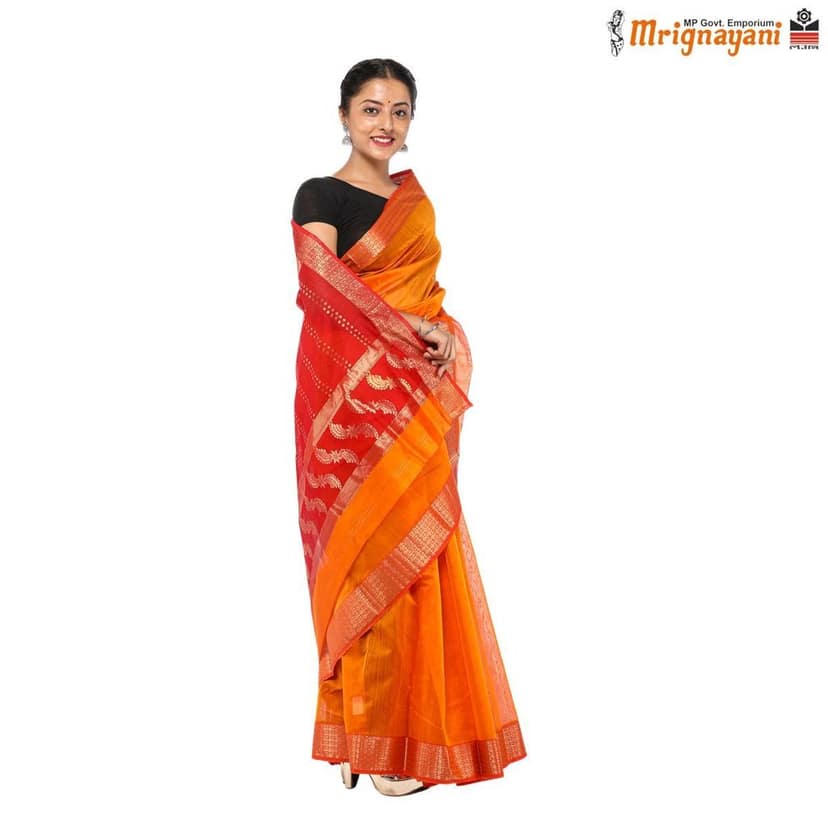 HANDLOOM MAHESHWARI SILK SAREE WITH BLOUSE (SKU - 3S0105180522, SAREE - 1277) view 2