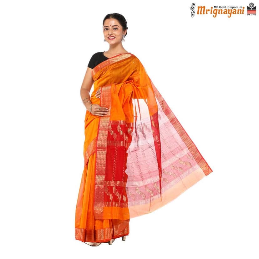 HANDLOOM MAHESHWARI SILK SAREE WITH BLOUSE (SKU - 3S0105180522, SAREE - 1277) view 3
