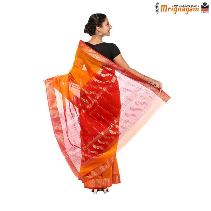 HANDLOOM MAHESHWARI SILK SAREE WITH BLOUSE (SKU - 3S0105180522, SAREE - 1277) view 4