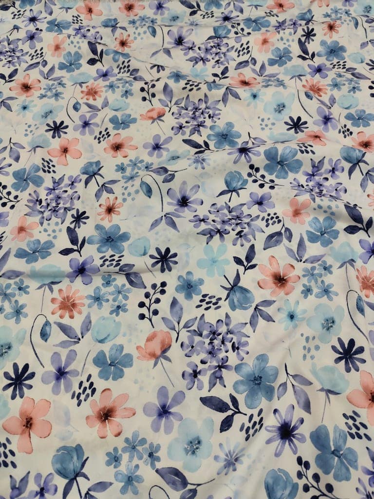 Floral printed cotton fabric view 2