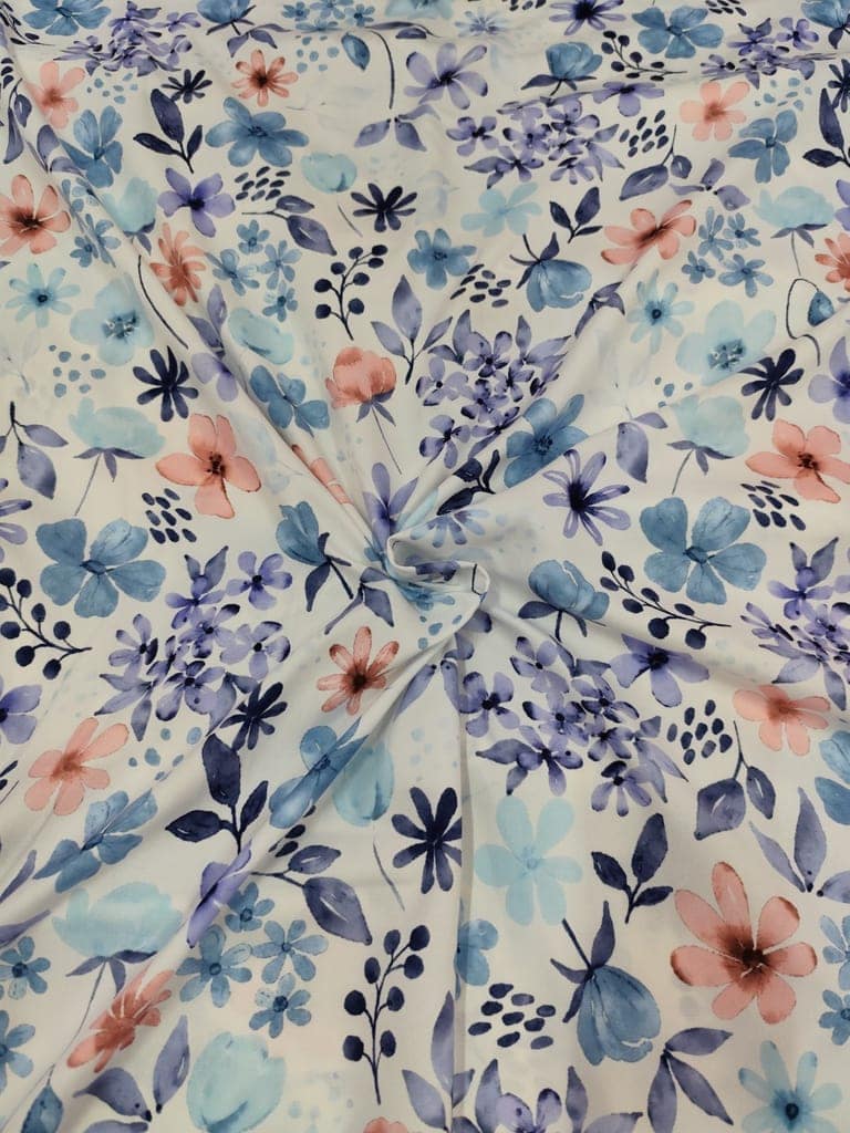 Floral printed cotton fabric view 3